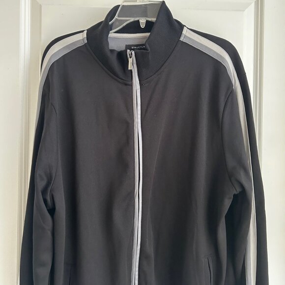 Vintage Structure Track Jacket XL Black Y2K 90's Striped Punk Streetwear Casual - Picture 2 of 13